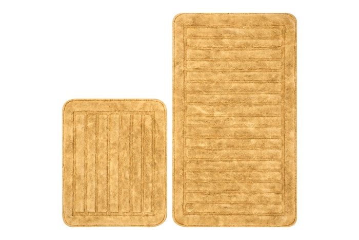 Mijölnir Juego de alfombrillas de baño de algodón 100% Mostaza (2 piezas)
